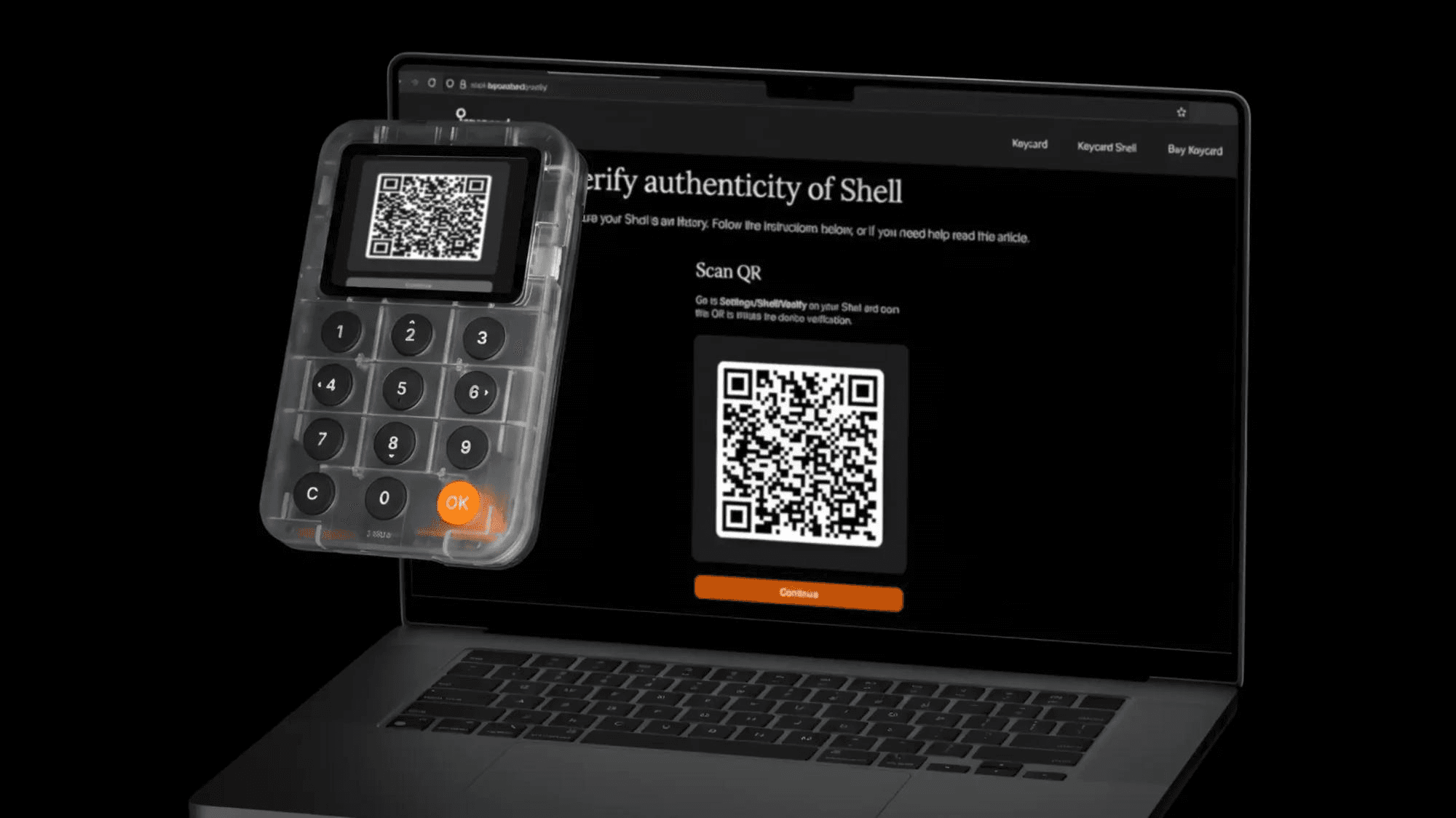 Card-shaped hardware wallet Keycard with Keycard Shell for secure transaction signing.