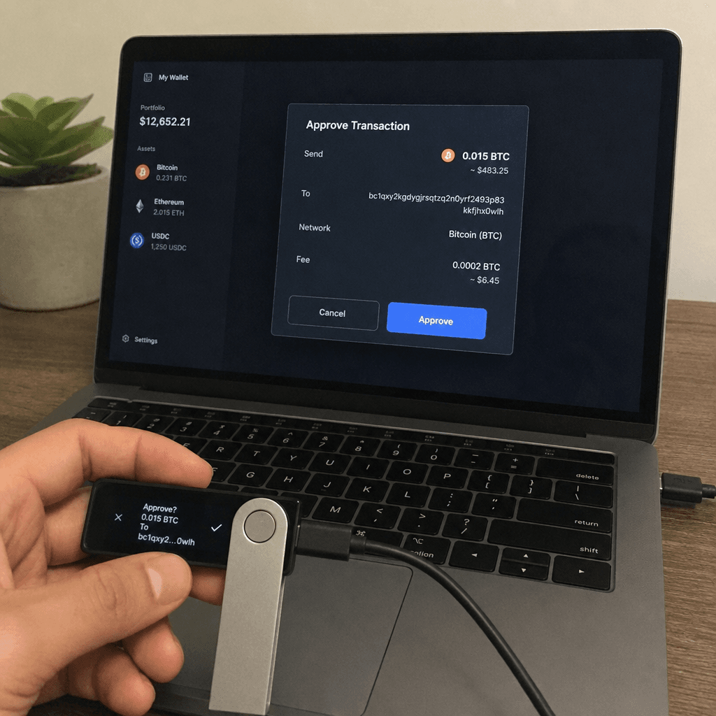 Keycard hardware wallet keeping private keys separate from an internet-connected computer and phone